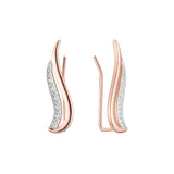 Tall fire flames crawler earrings in 14K Gold, Rose Gold, two tone plating colors