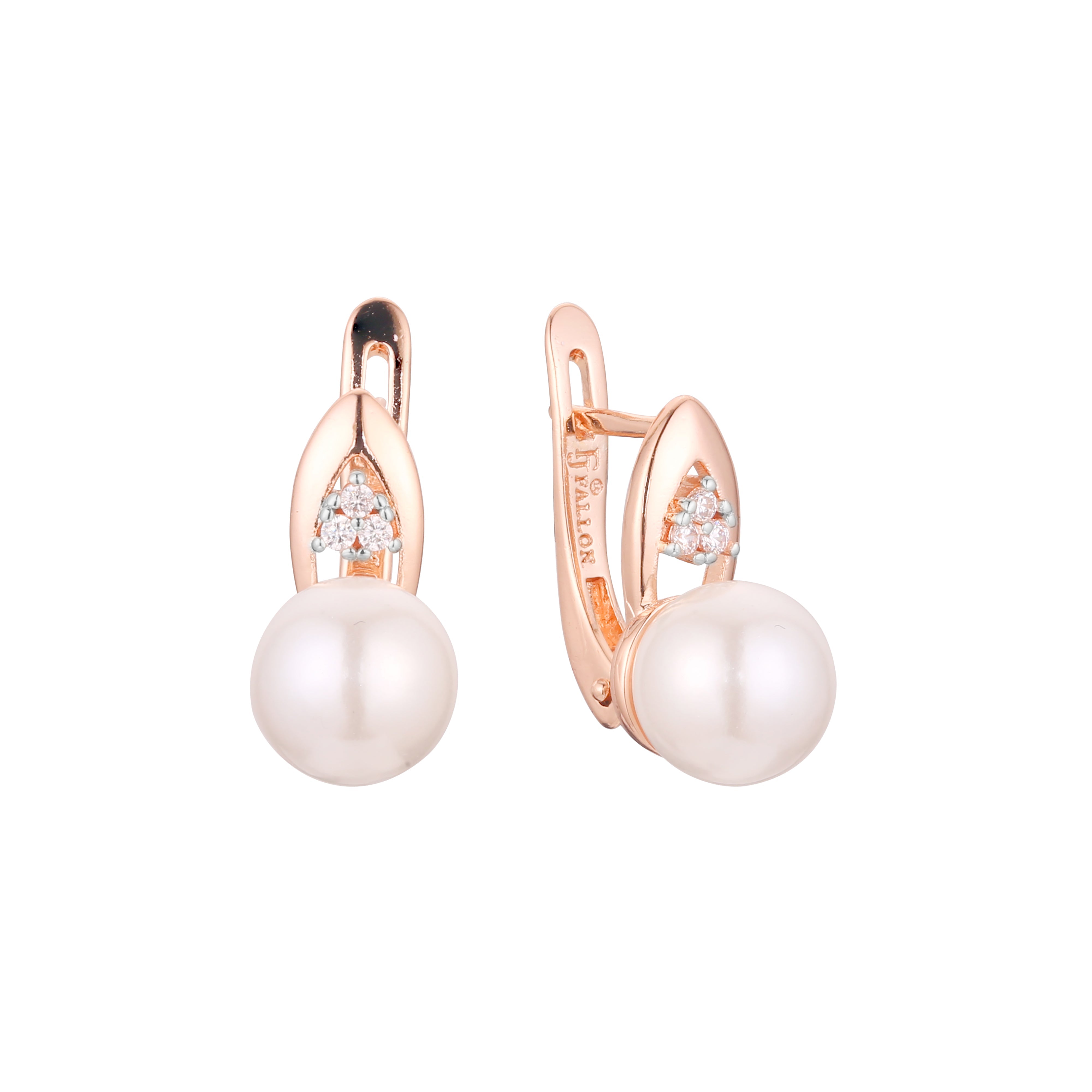 Aretes de perlas en Oro 14K, Oro Rosa, baño en dos colores