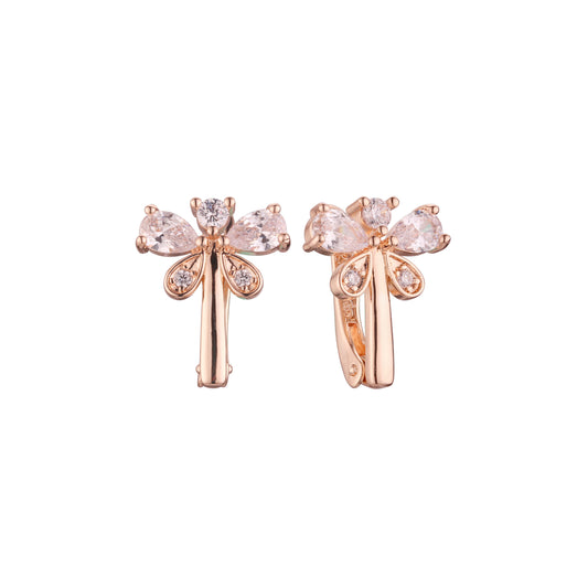 Pendientes de racimo de libélulas en Oro 14K, colores baño de oro rosa