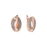 Cluster white or black czs 14K Gold, Rose Gold, two tone Earrings