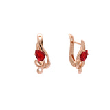 Flower teardrop colorful CZ Rose Gold earrings