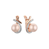 Pearl earrings in Rose Gold, two tone plating colors