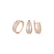 Rose Gold two tone double crossover stones set