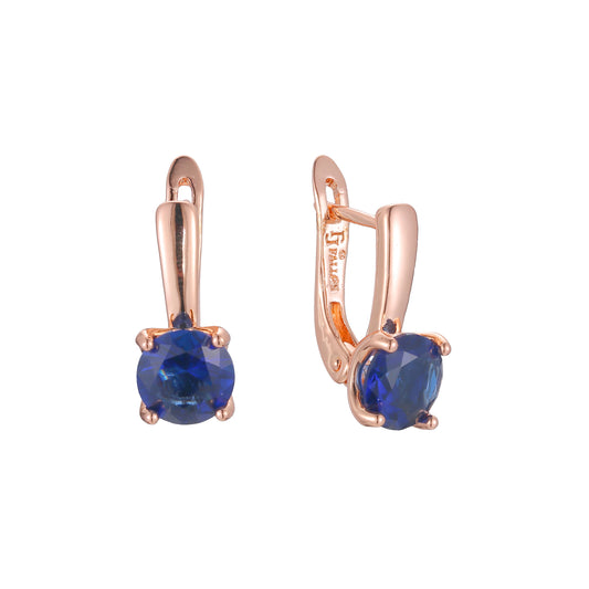 Pendientes solitarios de colores en Oro de 14K, baño de Oro Rosa colores