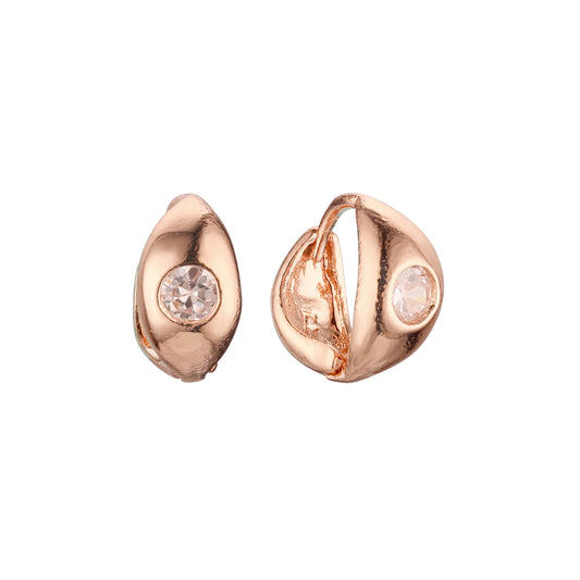 Aretes Huggie en Oro de 14K, baño de Oro Rosa colores