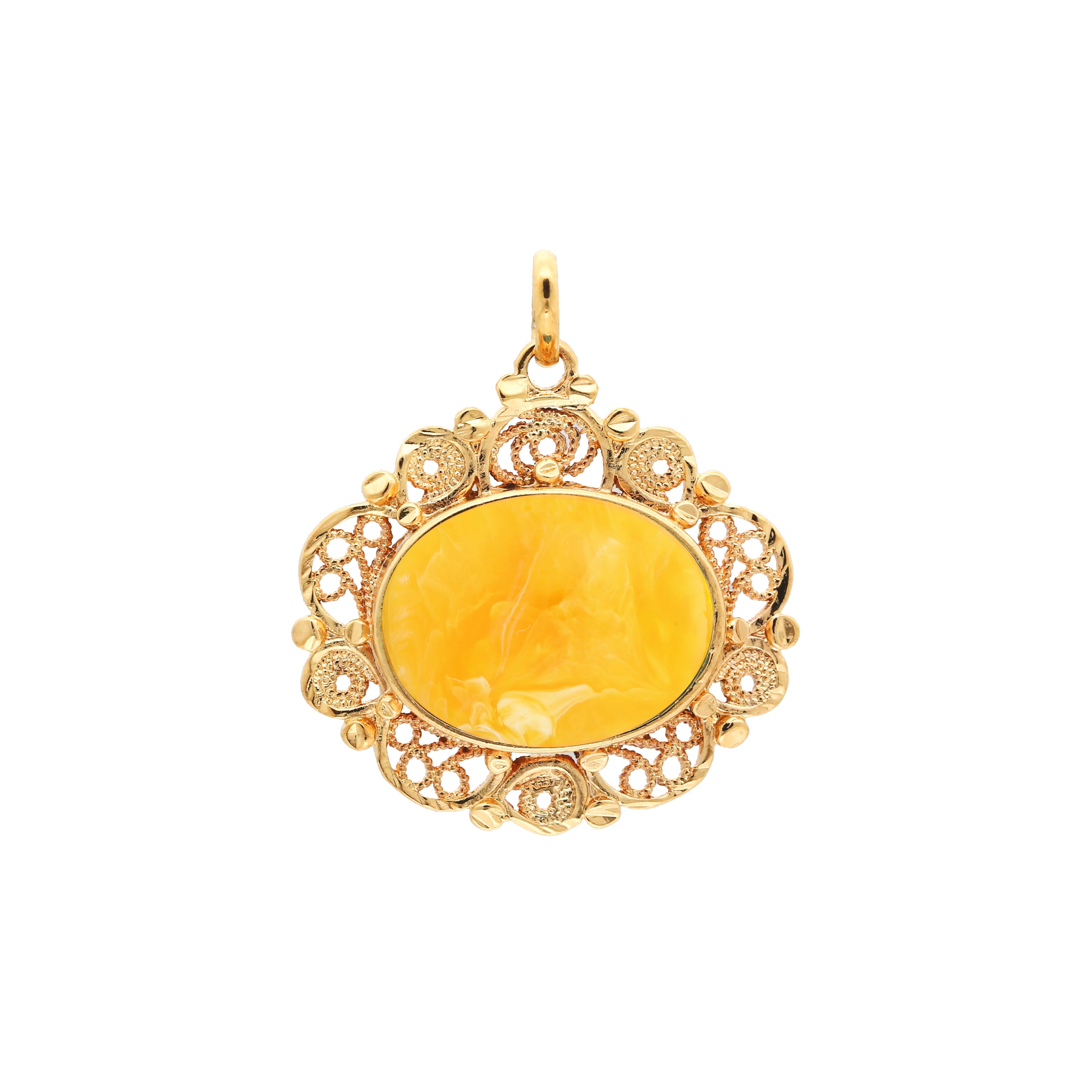 Cabochon colorful Onyx 18K Gold pendant