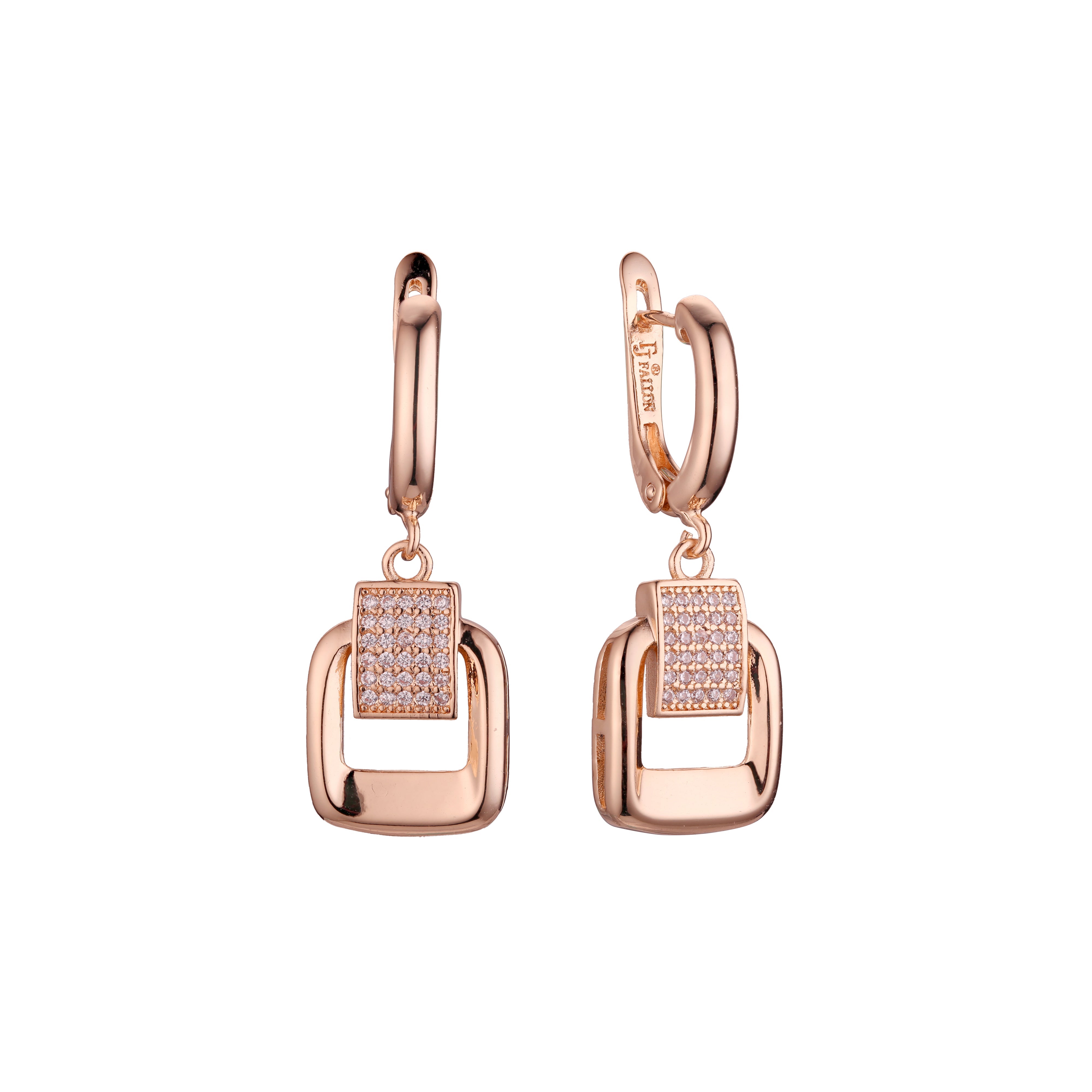 Aretes en Oro 14K, Oro Rosa, baño en dos tonos