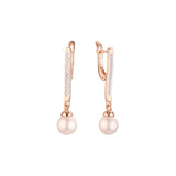 Pearl earrings in Rose Gold, two tone plating colors