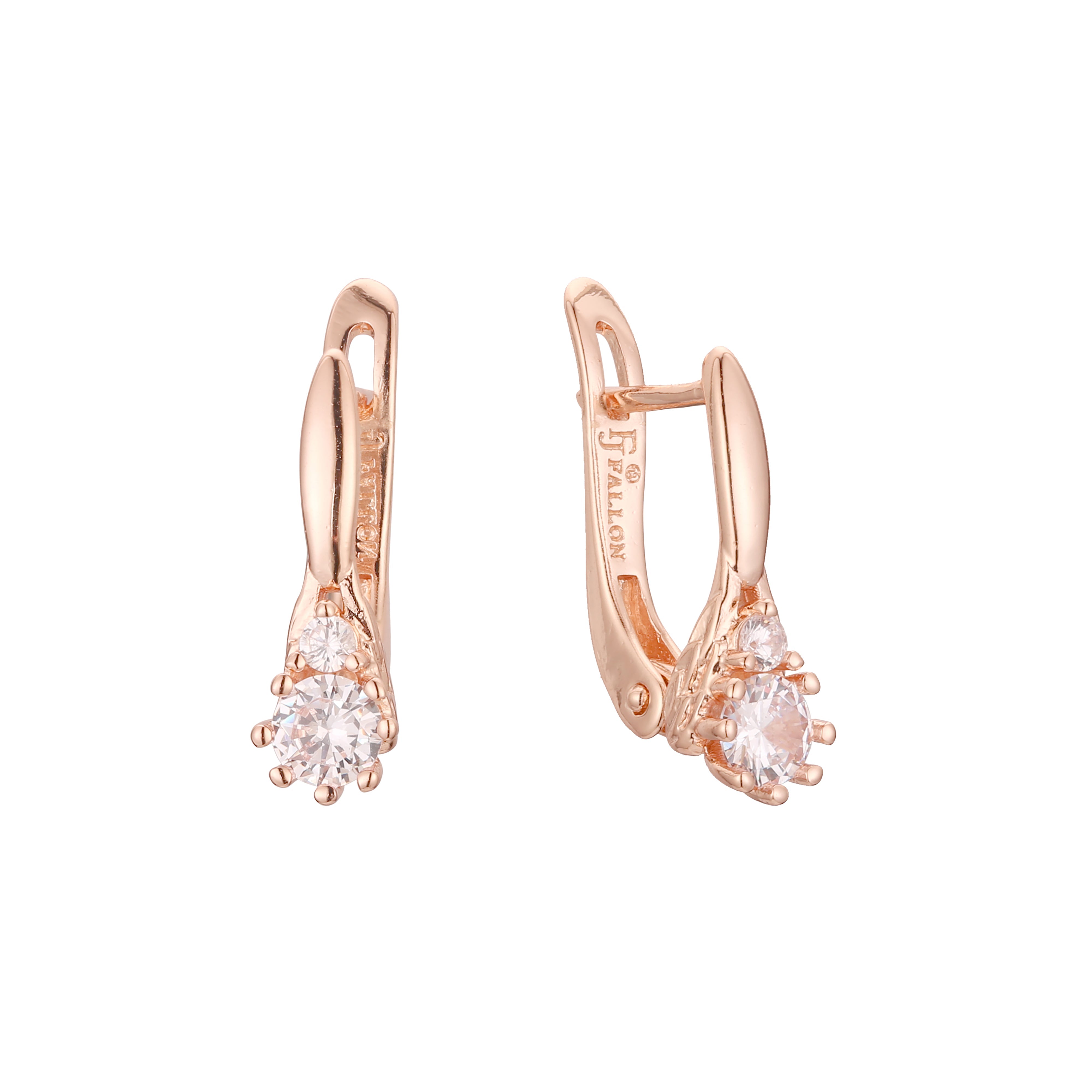 Solitaire earrings in 14K Gold, White Gold, Rose Gold plating colors