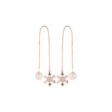 Rose Gold threader pearl earrings with a snow flake