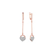 Lock of heart and love tall drop earrings in 14K Gold, Rose Gold, two tone plating colors