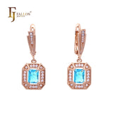 Emerald cut halo white CZs earrings