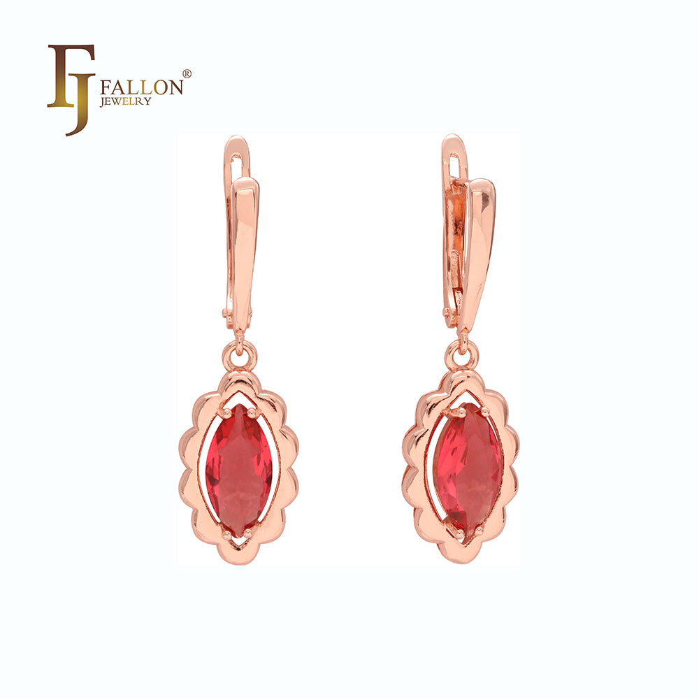 Marquise red Marquise CZ drop Rose Gold earrings