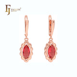 Pendientes colgantes con circonitas rojas de talla marquesa