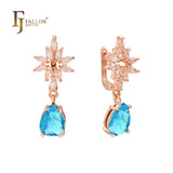 Cluster luxurious drop colorful CZs earrings