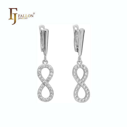 Pendientes colgantes Infinity con 8 circonitas blancas pavimentadas