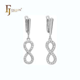 Infinity 8 paved white CZs drop earrings