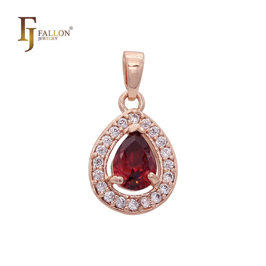 Teardrop shape solitaire halo CZ pendant