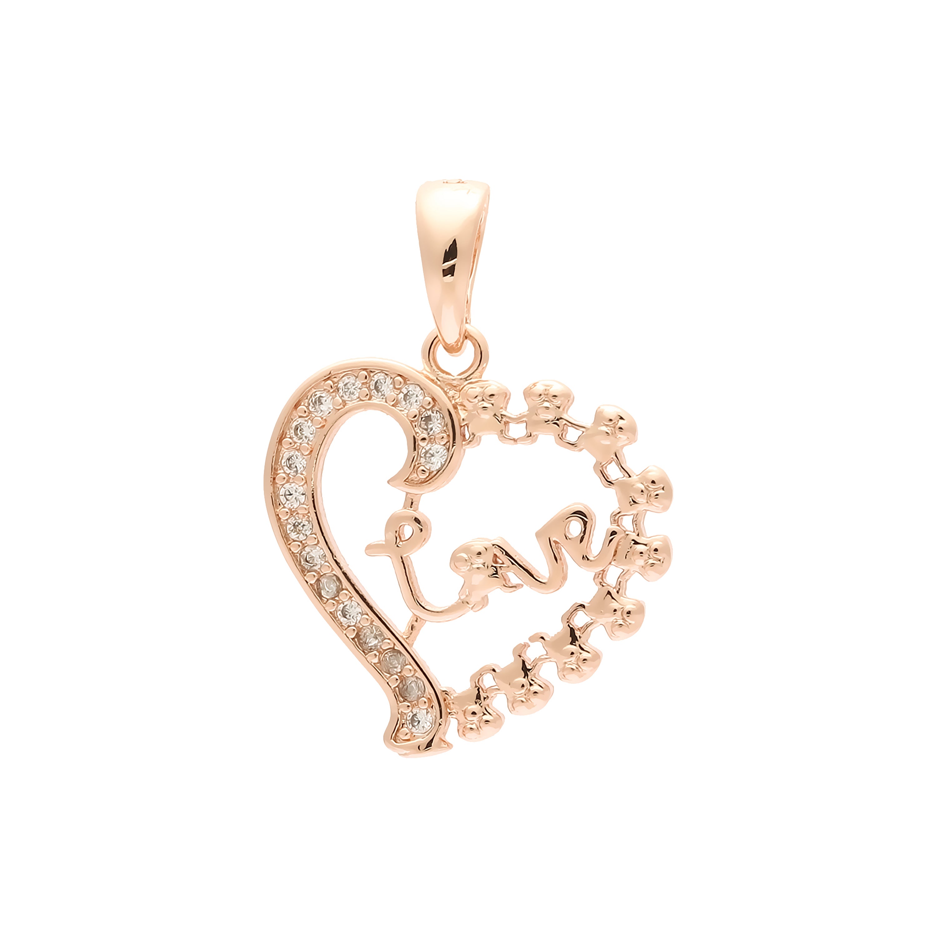 14K Gold love in heart pendant