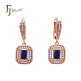 Emerald cut halo white CZs earrings