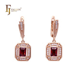 Emerald cut halo white CZs earrings