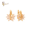 Cluster sparkling flower white CZs earrings