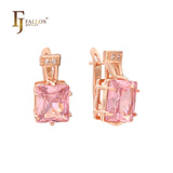 Princess Cut big Colorful CZ earrings