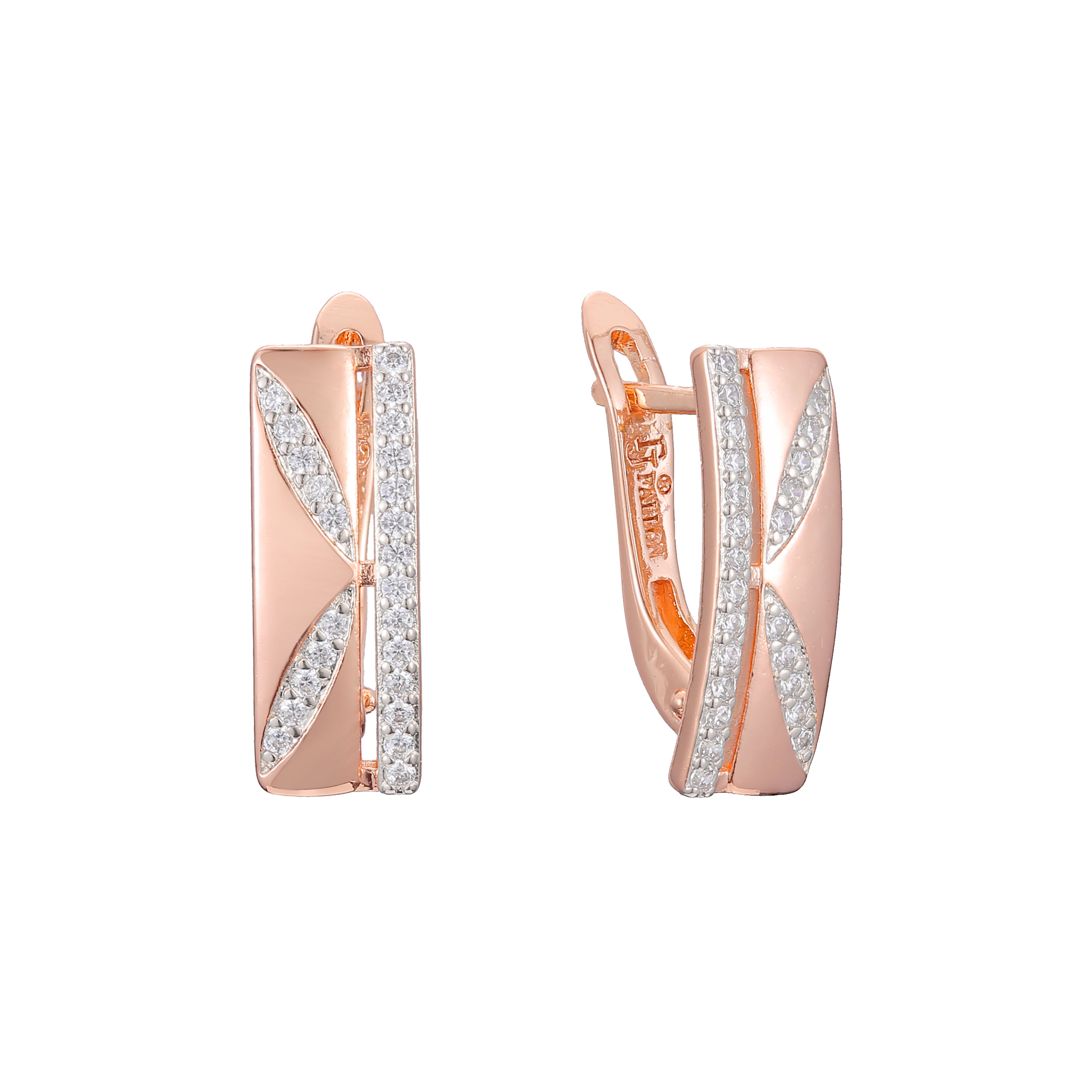 Aretes en Oro 14K, Oro Rosa, baño en dos tonos