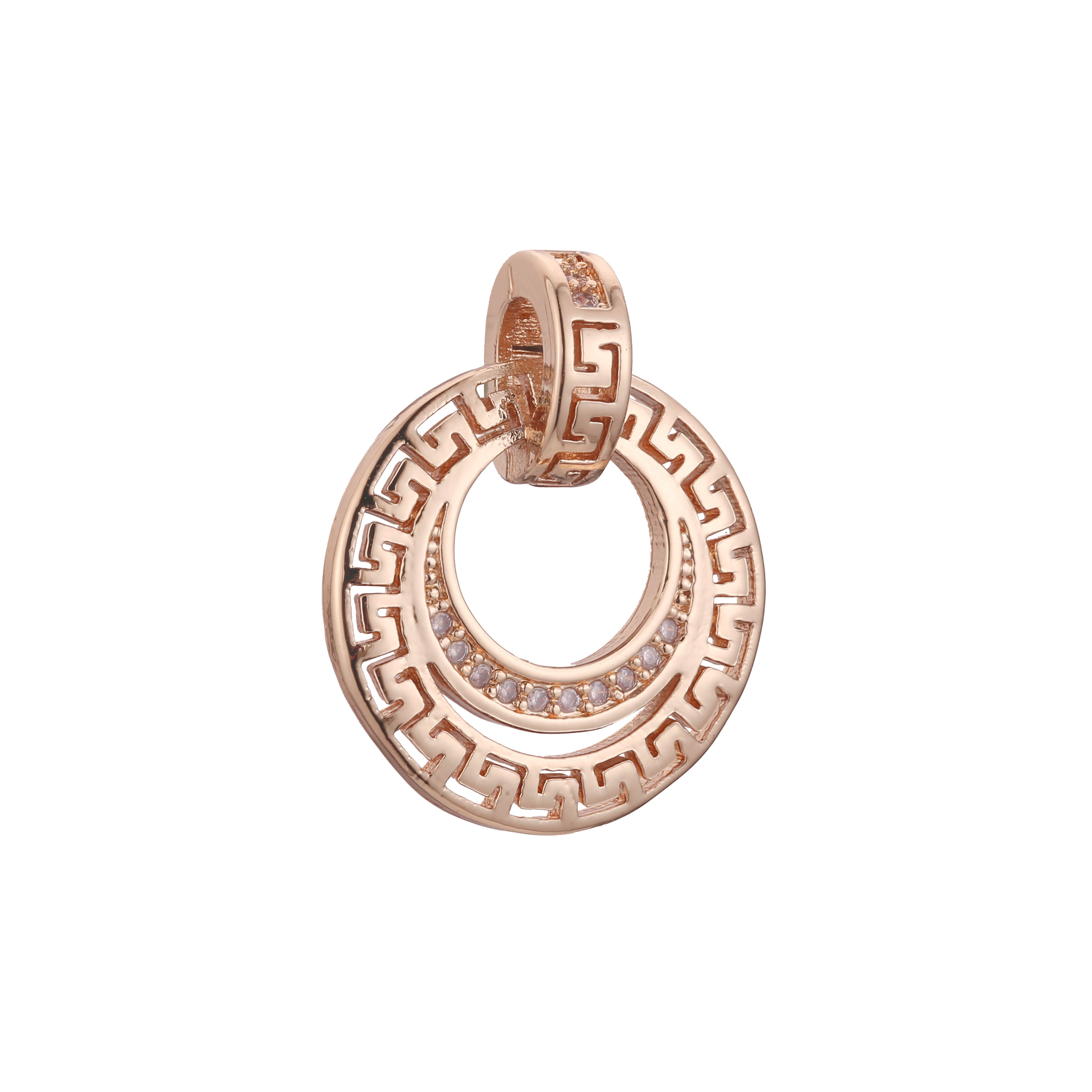 Greek key pendant in Rose Gold, 14K Gold plating colors