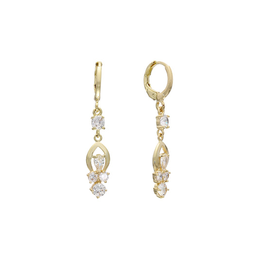 Cluster drop huggie earrings plated in 14K Gold