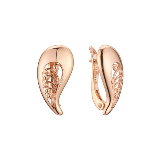 Aretes en Oro 14K, Oro Rosa, baño en dos tonos