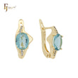 Solitaire lake blue CZ 14K Gold, White Gold earrings