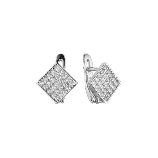 Rhombus cluster earrings in 14K Gold, White Gold, Rose Gold plating colors