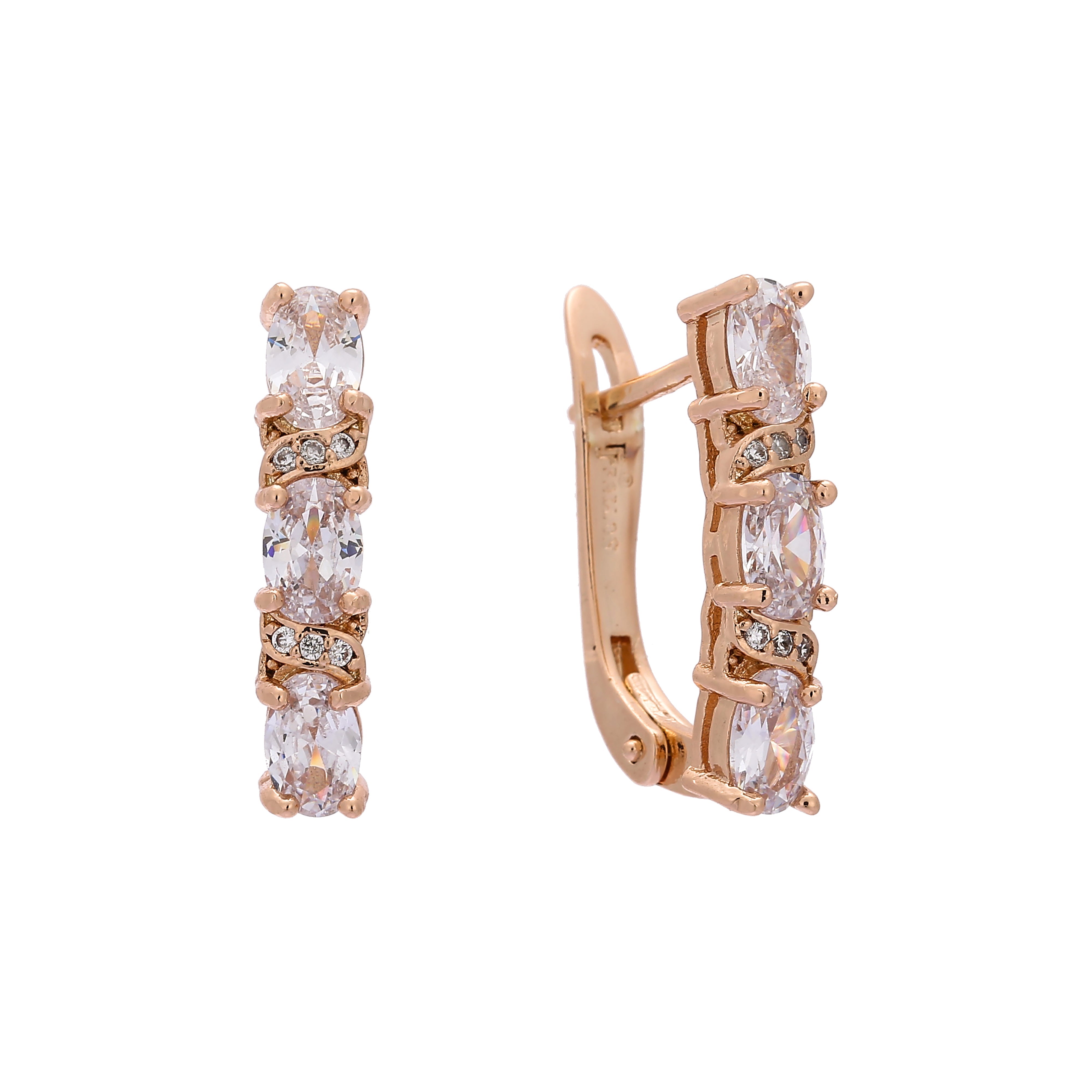 Rose Gold three stones earrings