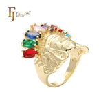 Colorful CZs paved Large size Indian Chef rings