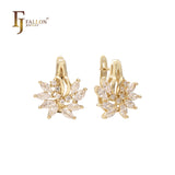 Cluster sparkling flower white CZs earrings