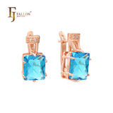 Princess Cut big Colorful CZ earrings