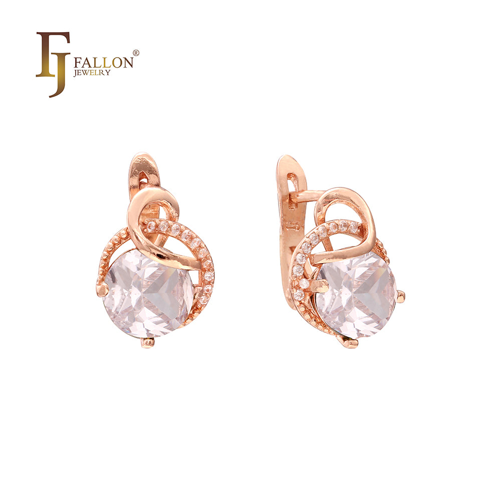 Clawed rounded white CZ earrings