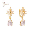 Cluster luxurious drop colorful CZs earrings