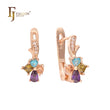 Colorful mixed shaped CZs earrings