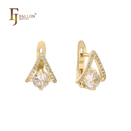 Arrow up paved white CZs and solitaire earrings