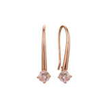 Wire hook dangle solitaire earrings in 14K Gold, Rose Gold plating colors