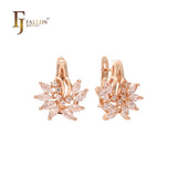 Cluster sparkling flower white CZs earrings