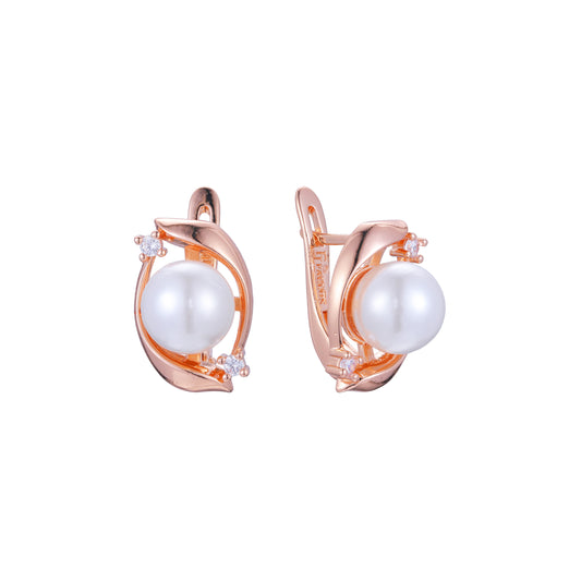 Pearl earrings in 14K Gold, Rose Gold plating colors