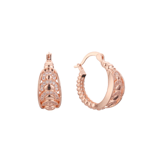 Aretes de aro en Oro de 14K, baño de Oro Rosa colores