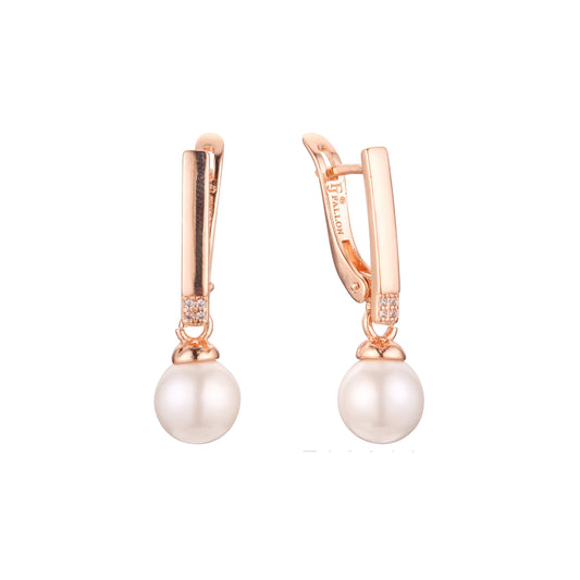 Pearl earrings in 14K Gold, Rose Gold, two tone plating colors