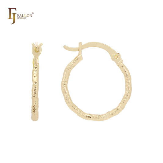 Rope Rhombus Textured 14K Gold, Rose Gold, White Gold Hoop earrings