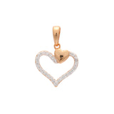 Colgante de corazón en racimo de corazón con circonita cúbica en oro rosa, Oro 14K, baño de oro de 18 quilates en dos colores