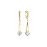 Aretes solitarios en Oro de 14K, Oro Rosa, baño de dos tonos