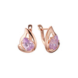 Solitaire teardrop colorful CZ Rose Gold earrings